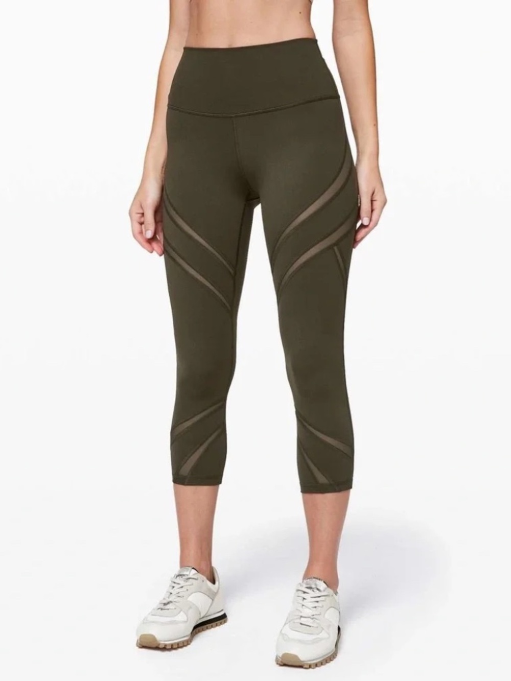 Lululemon Wunder Under High-Rise Crop 21” *Mesh - Dark Olive Sz8